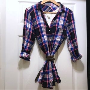 Plaid long sleeve button down